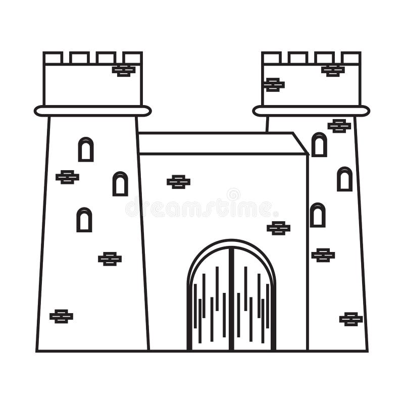 Isolated medieval castle icon stock illustration