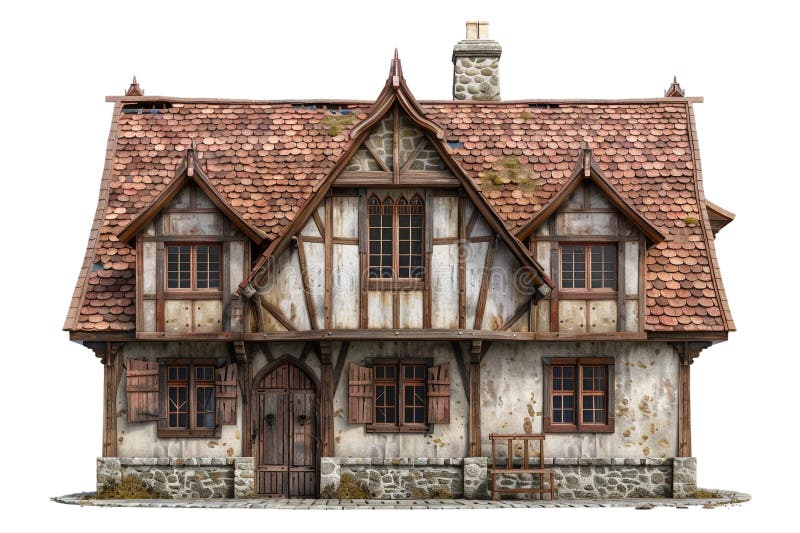 Isolated medieval house on transparent backdrop royalty free illustration