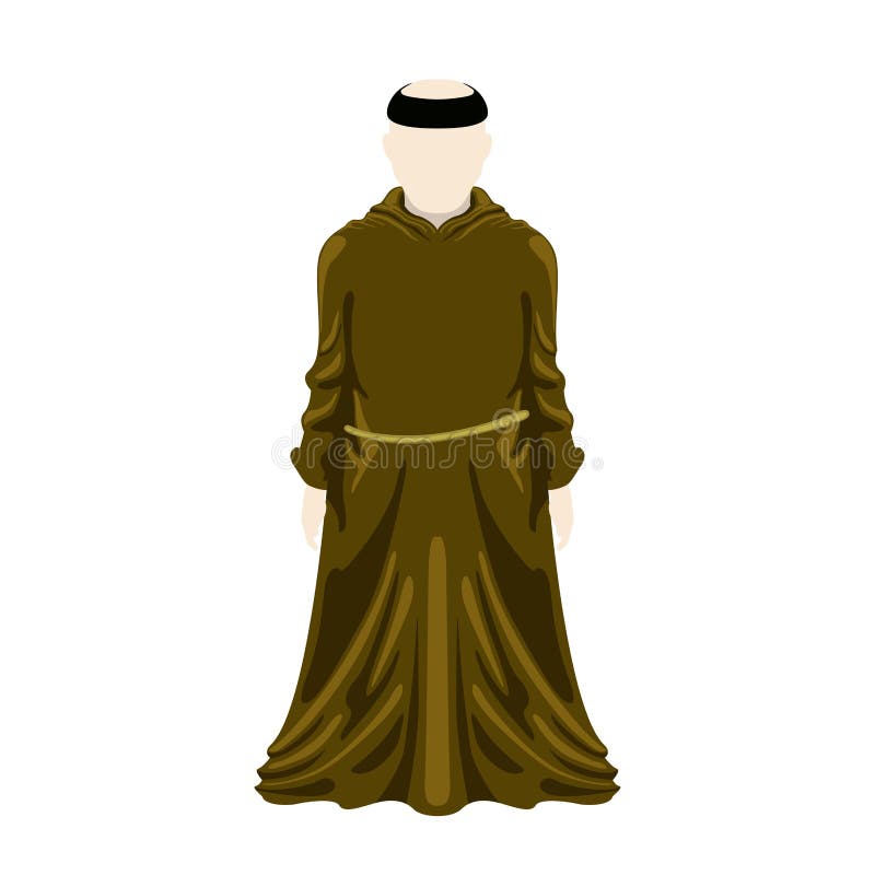 Isolated medieval monk character vector illustration