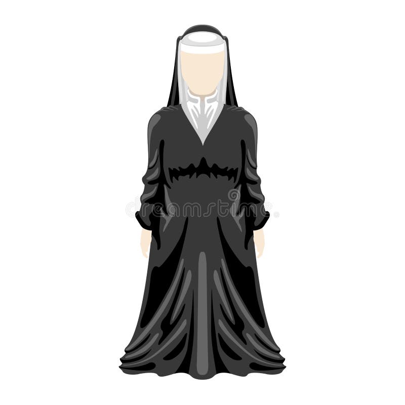Isolated medieval nun character vector illustration