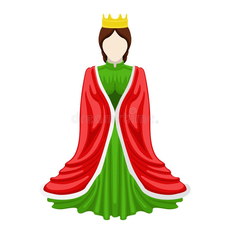 Isolated medieval queen character stock illustration