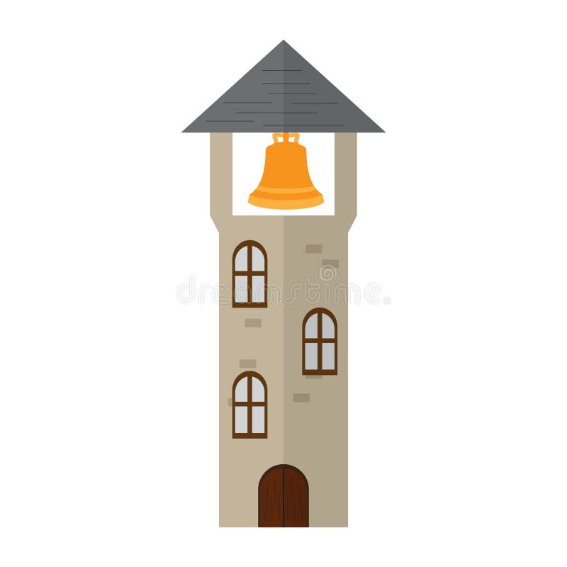 Isolated medieval tower with a bell icon stock illustration