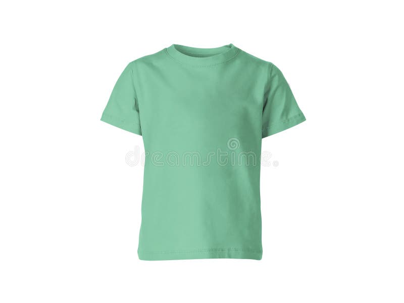 The isolated mint green colour blank fashion tee front mockup template on white background