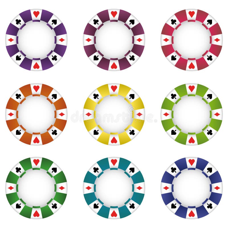 Isolated nine colorful poker chip vector