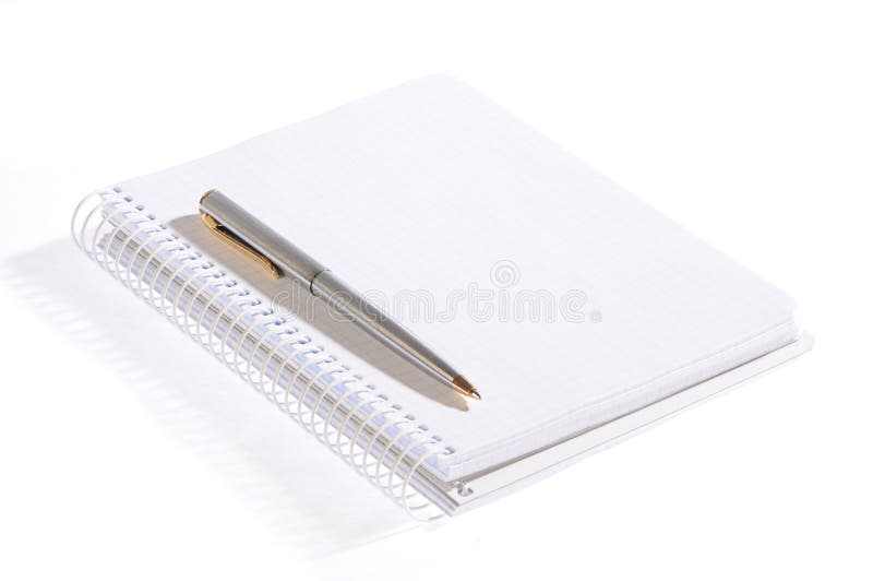 Isolated notebook with pen