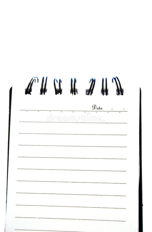 Isolated notebook open at a blank page. Paper notation stock images, royalty-free photos and pictures