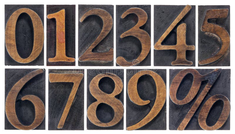 Isolated numbers in wood type