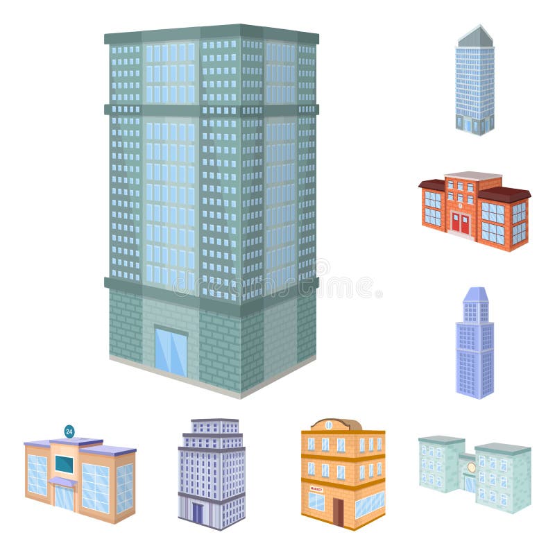 Isolated object of city and build sign. Collection of city and apartment stock vector illustration.