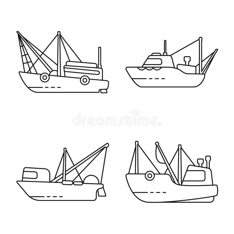 Modern line art speed boat illustration design Stock Vector Image