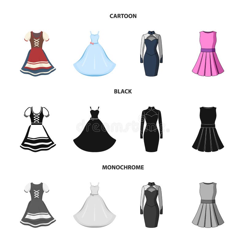 Vector Illustration of Dress and Clothes Icon. Set of Dress and Evening ...