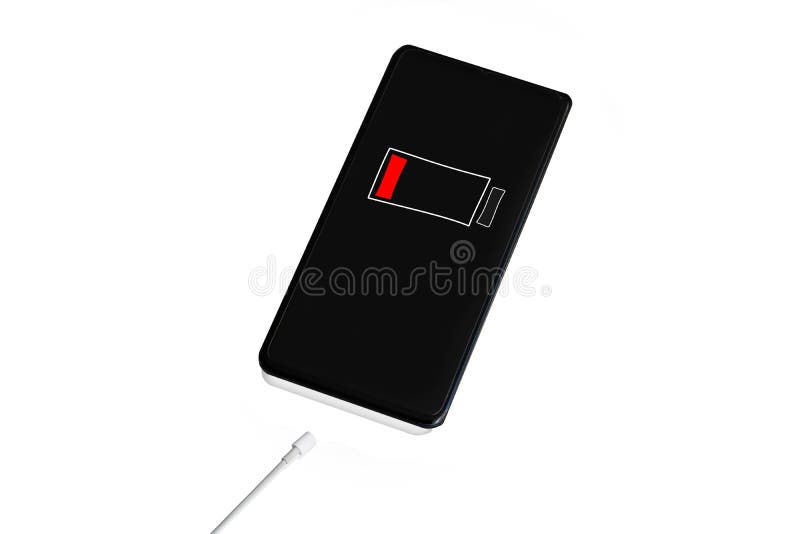 Phone with low battery stock illustration. Illustration of communication 27814235