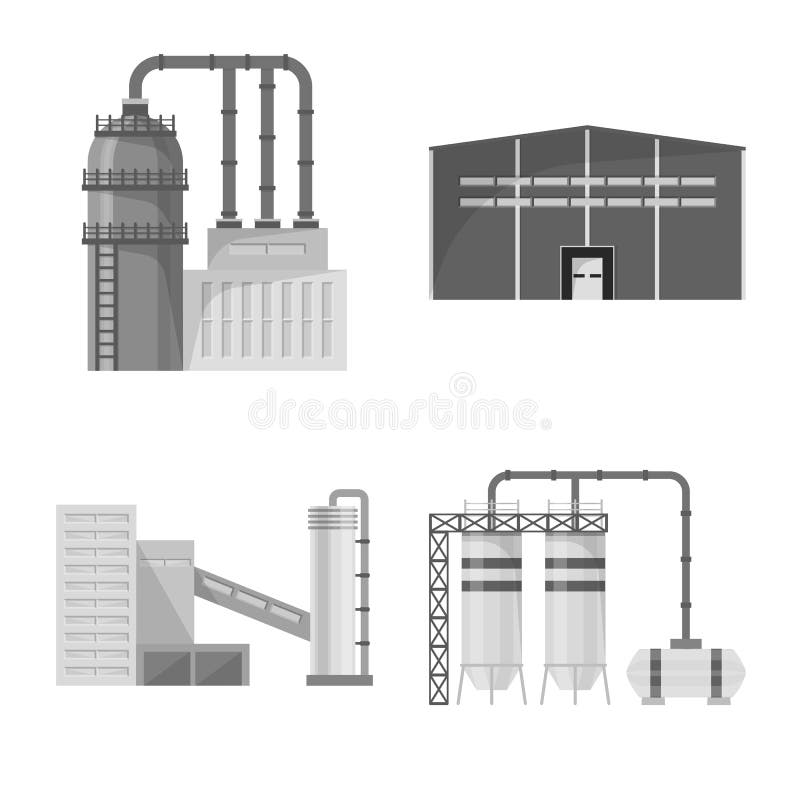 Isolated Object of Production and Structure Icon. Set of Production and