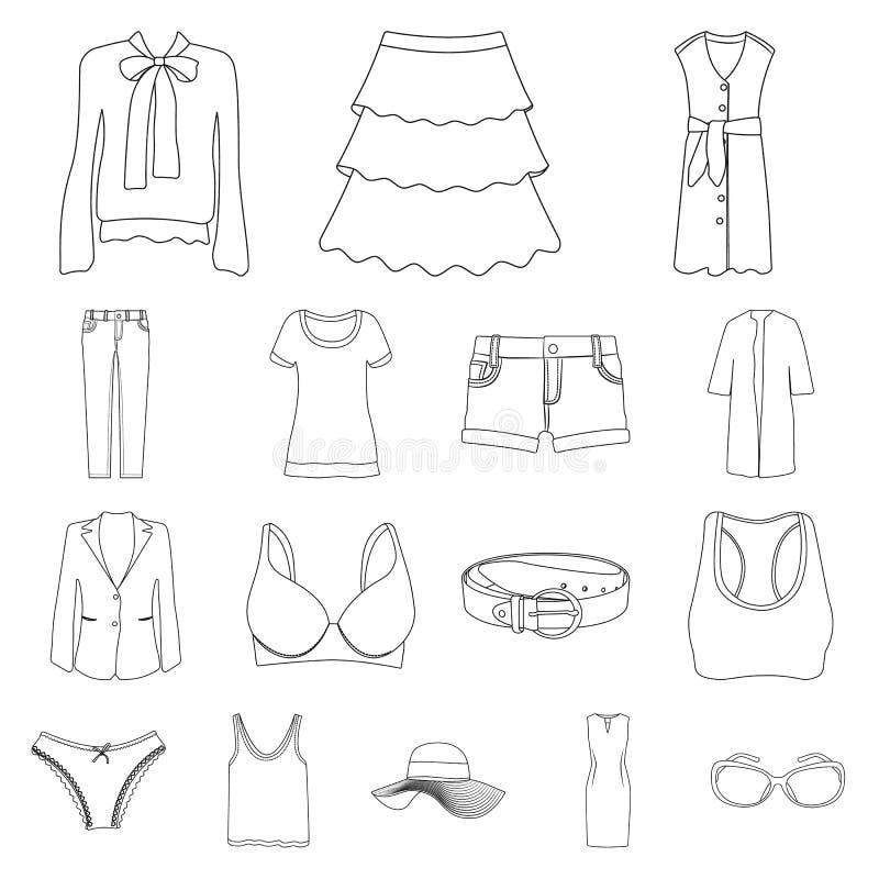 Isolated Object of Woman and Clothing Symbol. Set of Woman and Wear ...