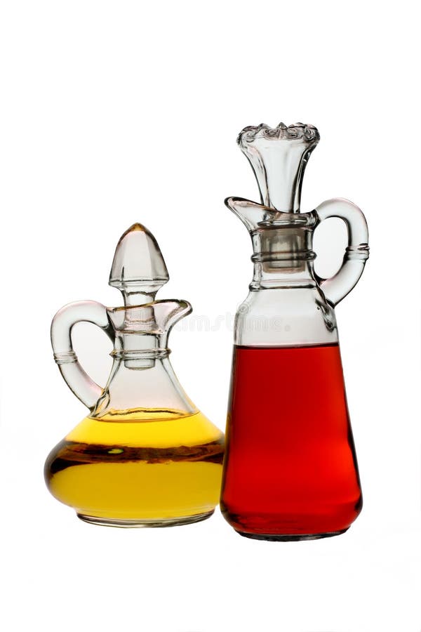 Isolated Oil and Vinegar Bottles