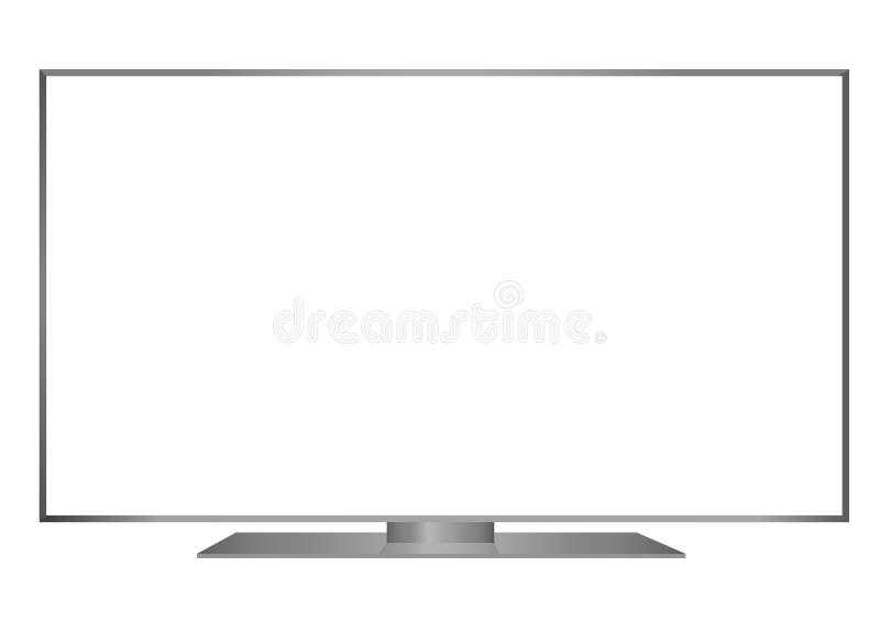 Isolated OLED Grey Flat Smart Wide TV and White Screen Stock Vector