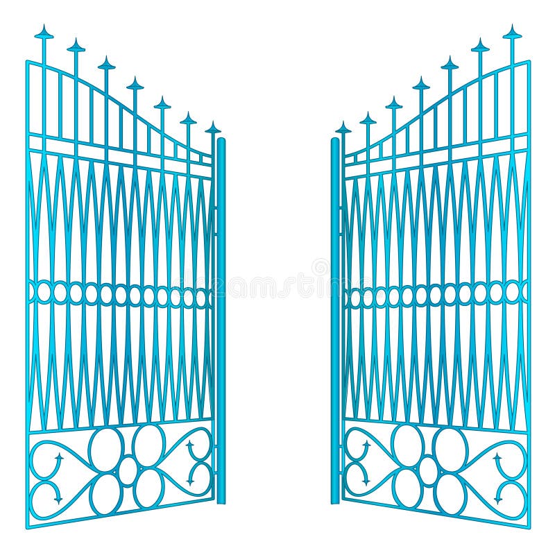 Isolated open blue iron gate fence vector vector illustration Isolated open blue iron gate fence vector vector illustration