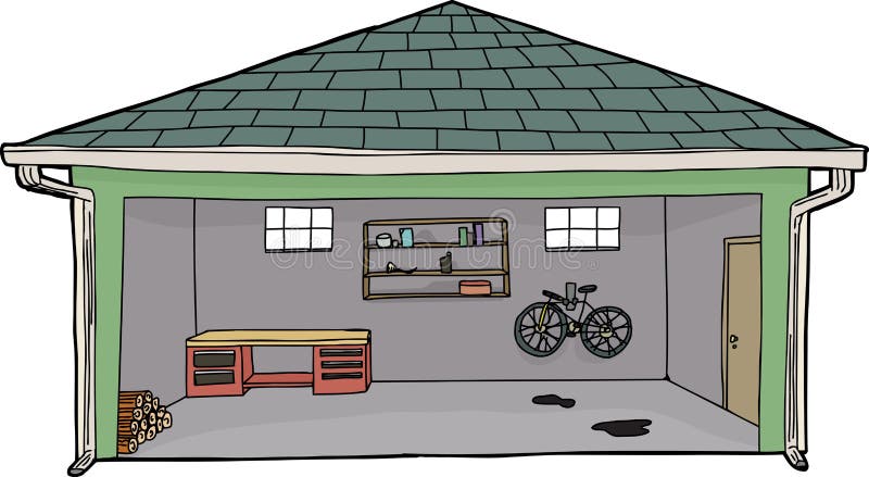 isolated open garage bike cartoon workbench 50459156