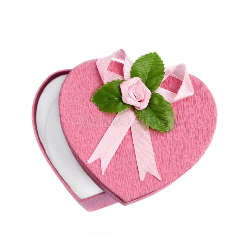 Isolated open heart shaped gift box