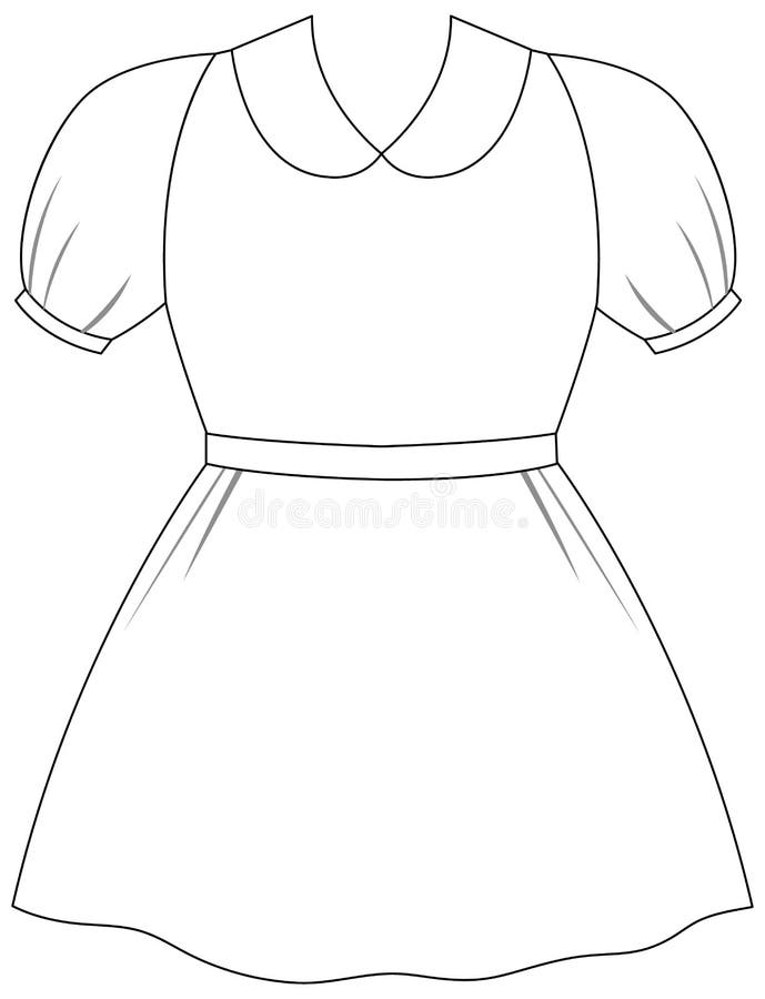 Black outline of dress stock vector. Illustration of clip - 203640875