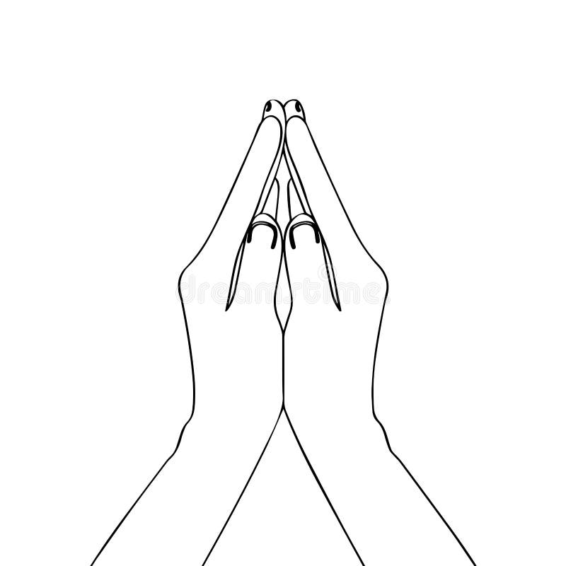 Isolated Outline of a Hand Praying Stock Vector - Illustration of ...