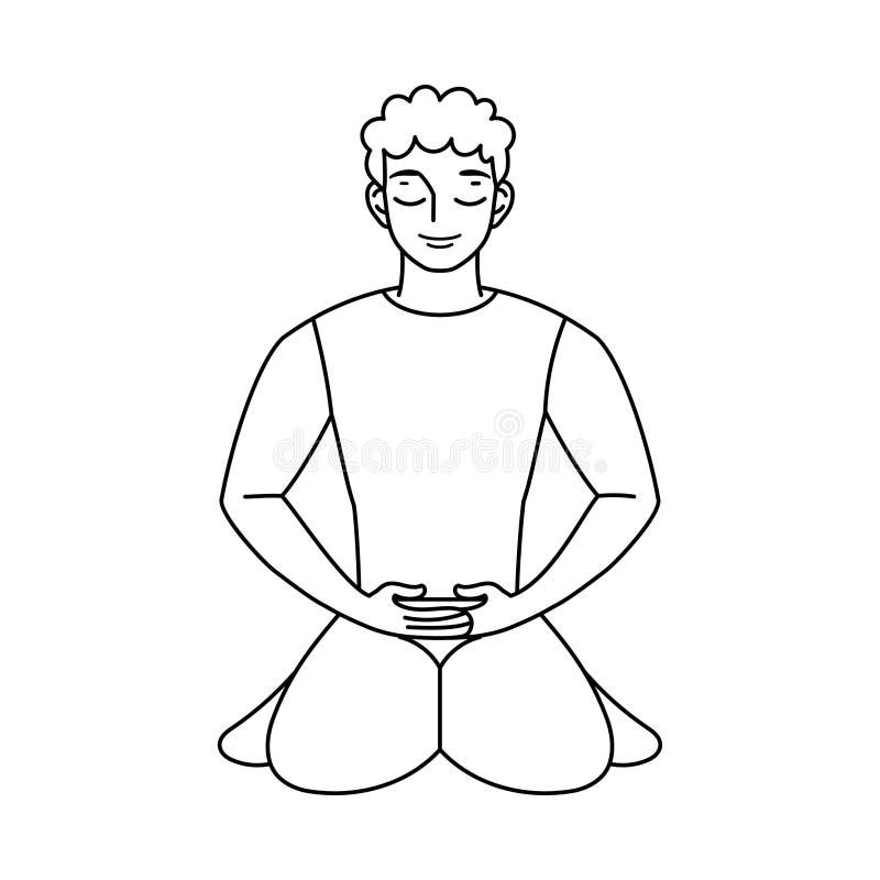 Outline of Meditating Person Stock Illustration - Illustration of ...