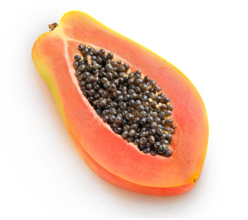 Isolated papaya half