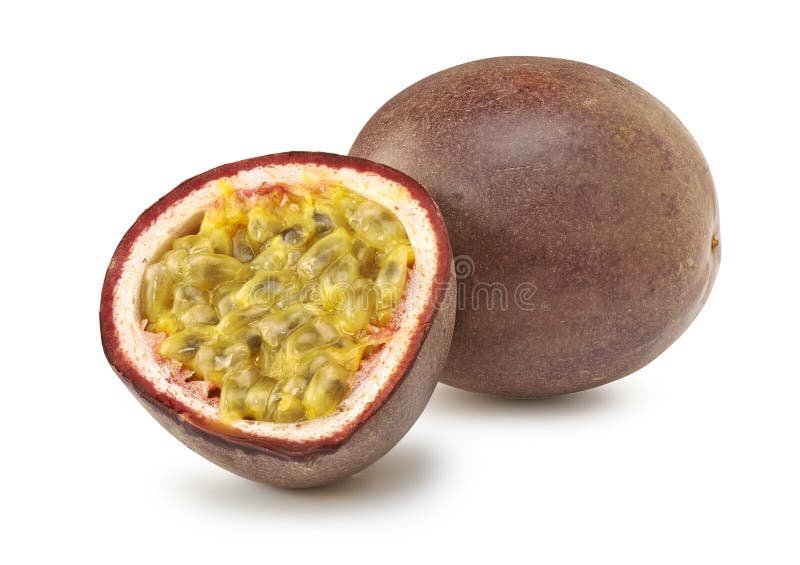 Isolated Passion Fruit Cut in Half Stock Photo Image of close, seed