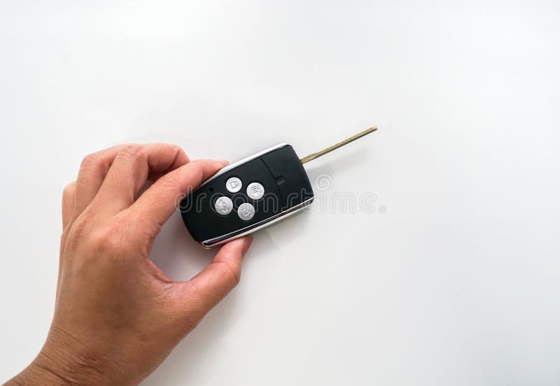 Isolated people hold car modern remote control stock photos