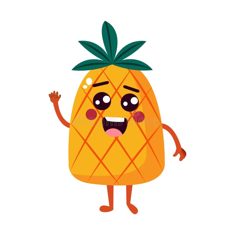 Isolated pineapple cartoon kawaii stock illustration