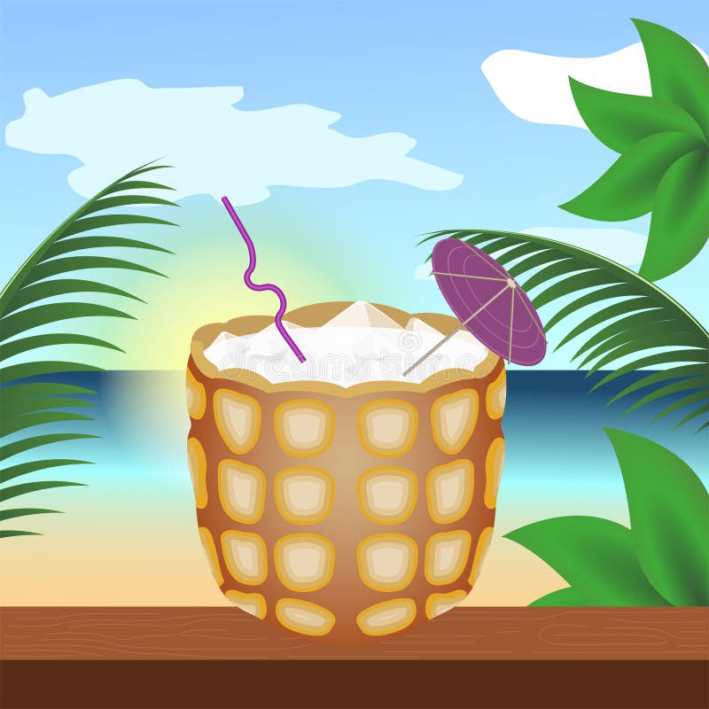 Isolated pineapple cocktail drink vector illustration