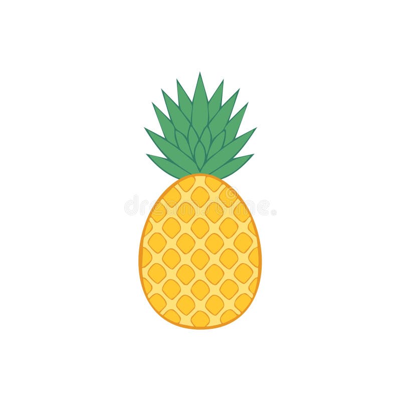 Isolated Pineapple Illustration: Tropical Fruit with Textured Surface and Spiky Green Crown stock illustration