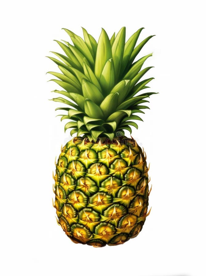 Isolated Pineapple on White Background. Generative Ai stock illustration
