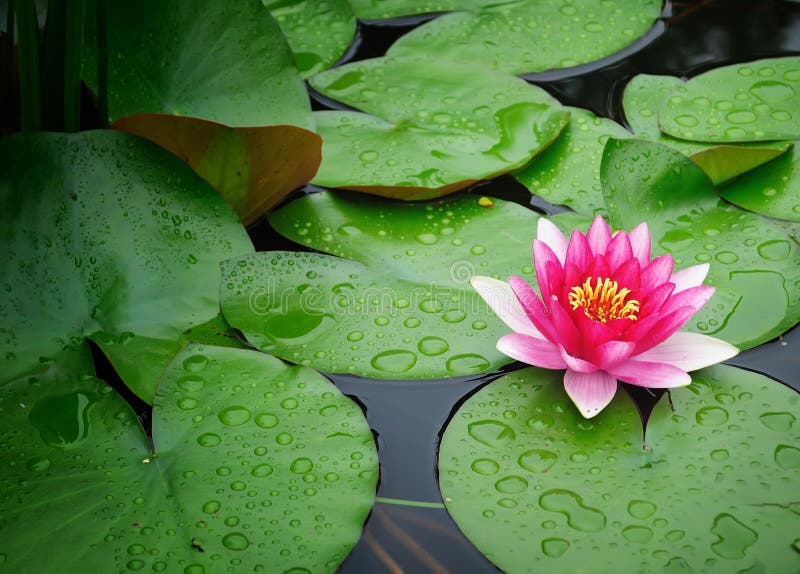 Isolated pink lotus in a lake