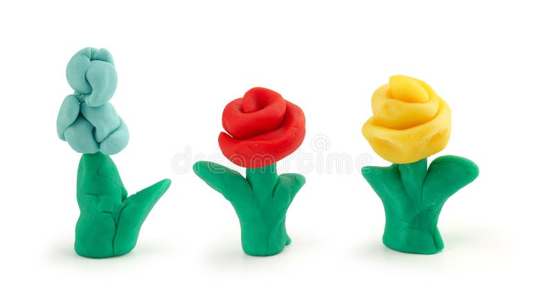 Isolated playdough flowers royalty free stock images