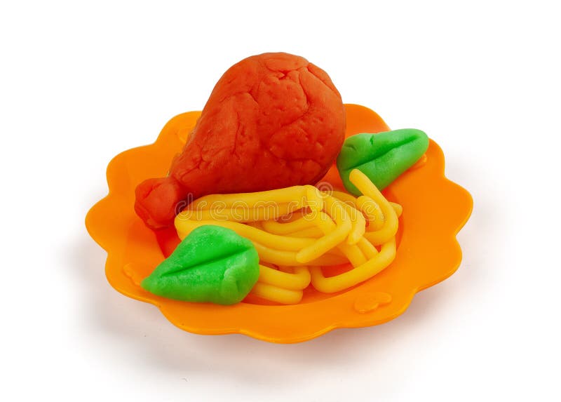 Isolated playdough food on the dish stock photography