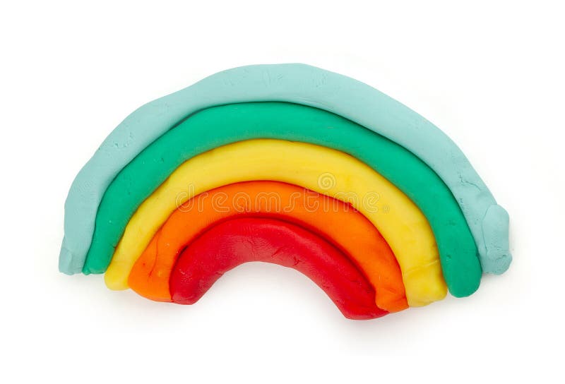 Isolated playdough rainbow stock photos