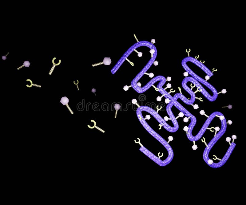 Isolated Polymer-drug conjugates 3d rendering stock illustration