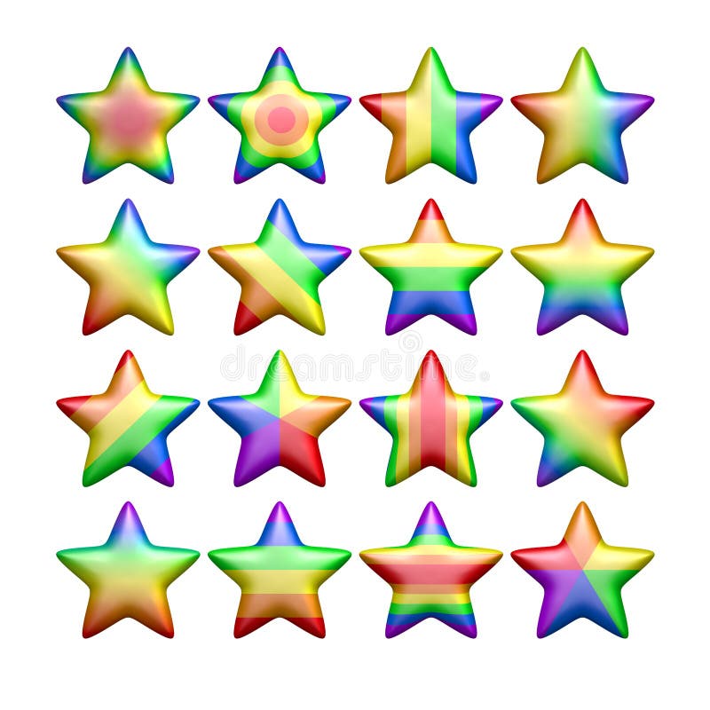 Isolated rainbow color stars stock illustration