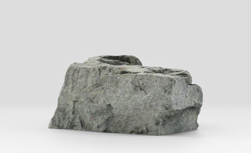 Isolated realistic rock  in white background, 3d Rendering