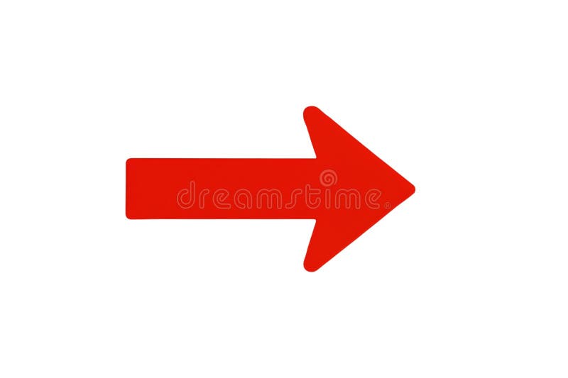 Red arrow pointing right, direction sign, indication symbol, simple graphic, isolated graphic royalty free illustration
