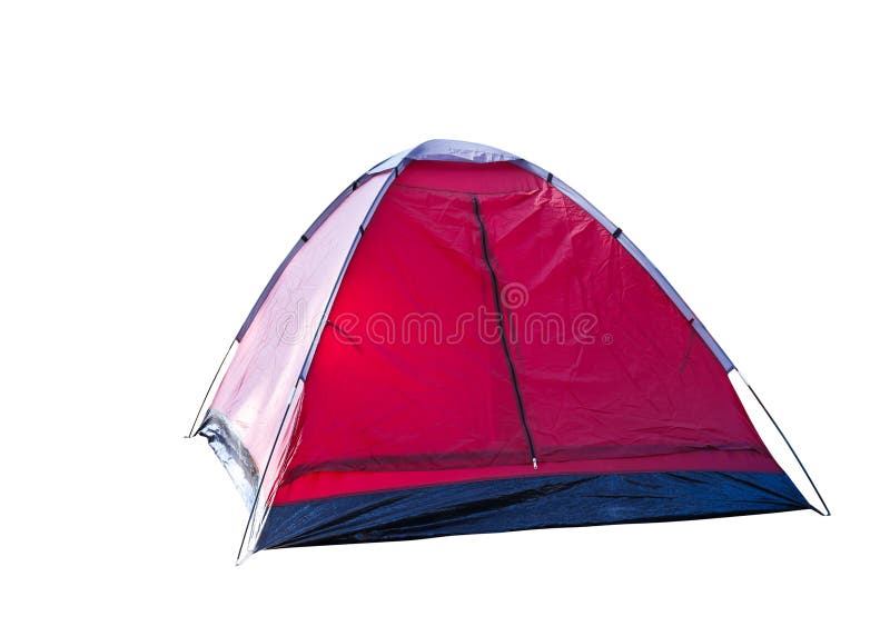 Isolated red dome tent on white stock photography