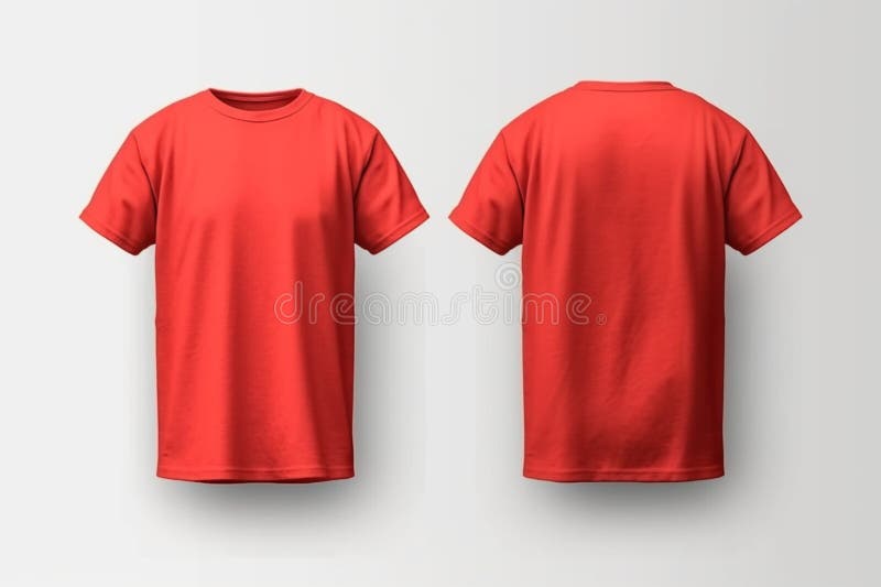 Isolated Red T-shirt Mockup, Front and Back View Simple Plain Shirt ...