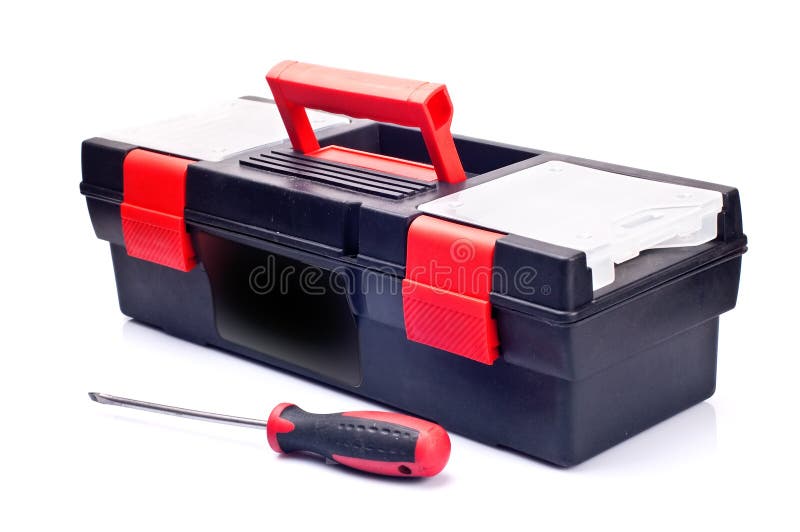 Isolated Red Toolbox Close-up