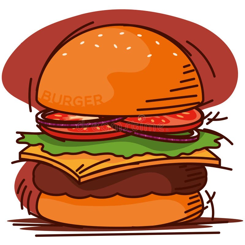 Isolated Retro Cheeseburger Sketch Image Vector Stock Vector