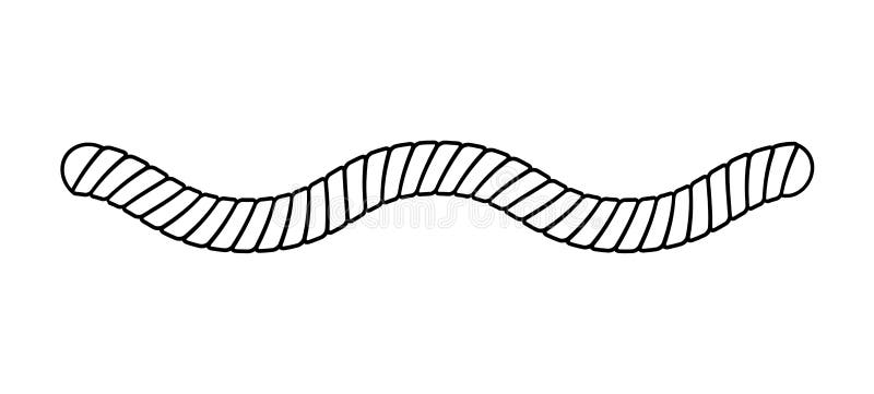 Simple Rounded Edge Part of Twisted Rope, Black and White Line Illustration  of String Curve of Short Cord Piece Stock Vector - Illustration of cartoon,  rounded: 149957092