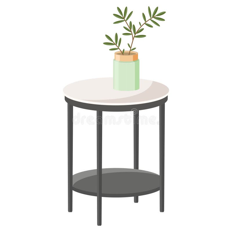 Isolated round end table with vase royalty free illustration