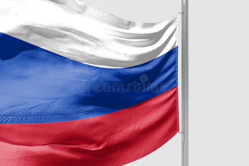 Isolated Russian Flag Waving 3d Realistic Fabric Stock Photo - Download  Image Now - 1991, Asia, Blue - iStock