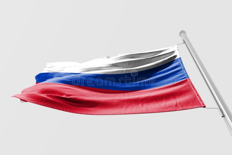 Isolated Russian Flag Waving 3d Realistic Fabric Stock Photo - Download  Image Now - 1991, Asia, Blue - iStock