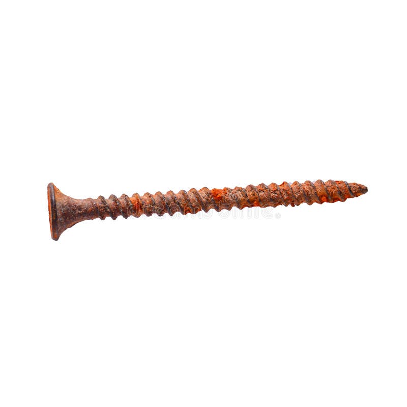 Rusty screw isolated on a white background.