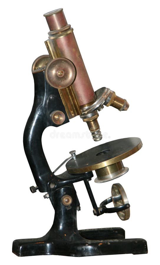 Isolated rusty obsolete vintage microscope